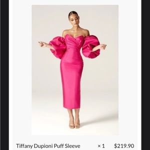 Tiffany Dupioni Puff Sleeve Maxi Dress (Hot Pink) XL Bust - 40 in Waist - 33 in